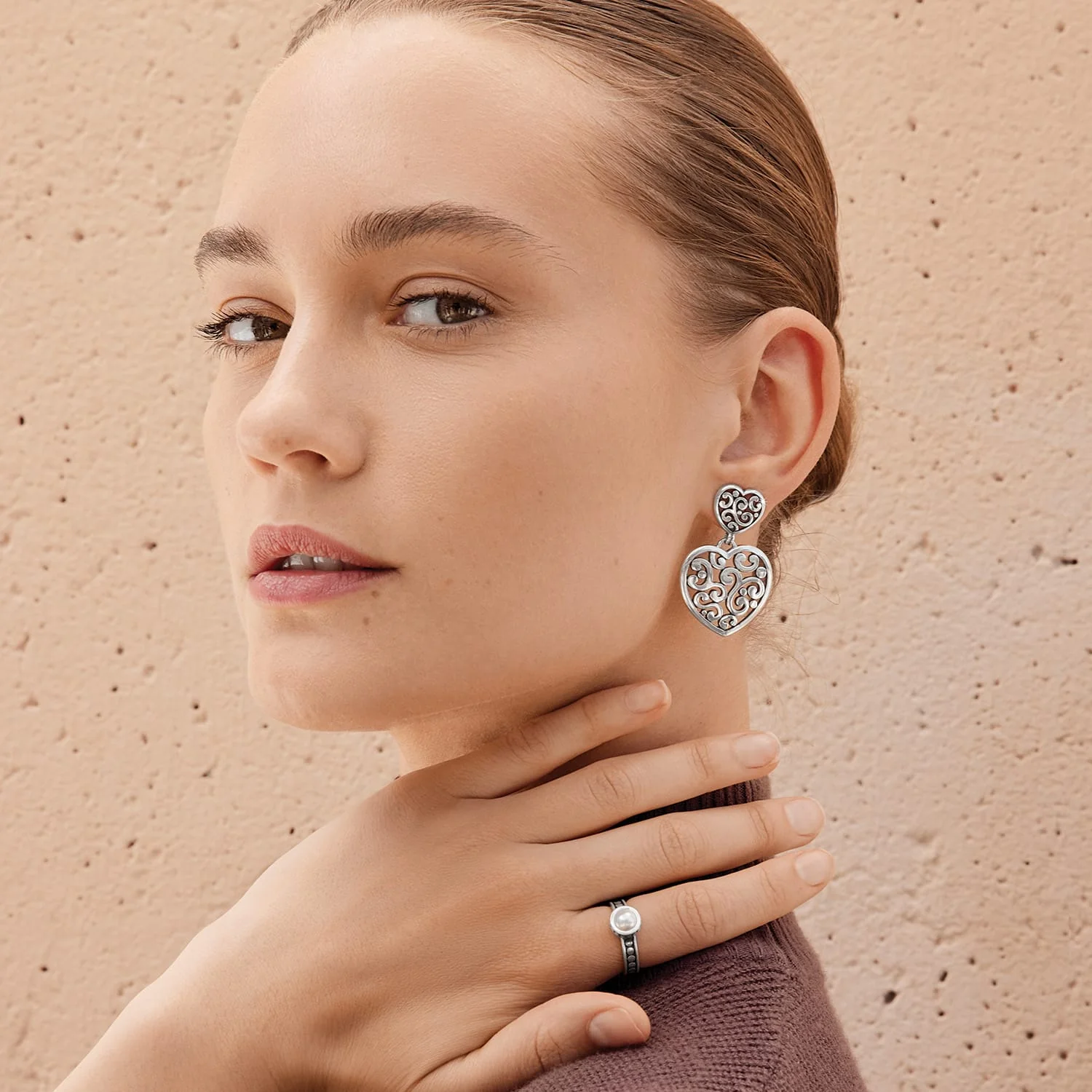 Contempo Heart Double Post Drop Earrings - Image 6