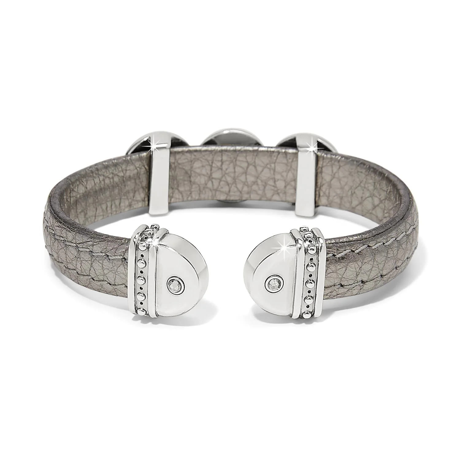 Mosaic Two Tone Leather Disc Cuff Bracelet - Image 4